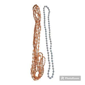 Necklace Acrylic Beaded Pastel Blue Peach Vintage Costume Jewelry Set Of 2